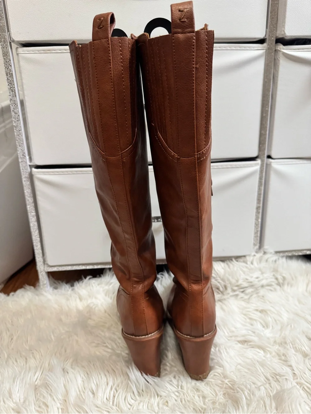 Zodiac Womens Iggy Wedge Boots Mid Calf 8.5 cognac